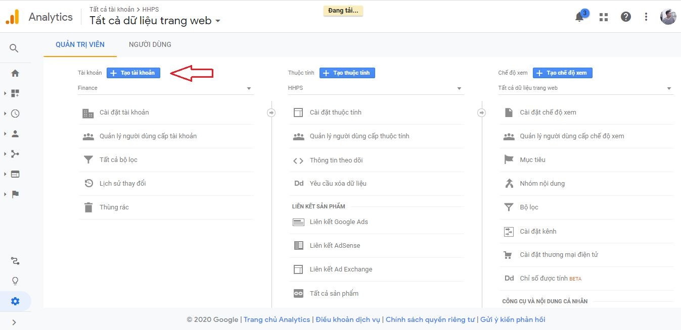 Tạo tài khoản Google Analytics